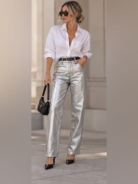 Abercrombie & Fitch Silver Faux Leather Pants